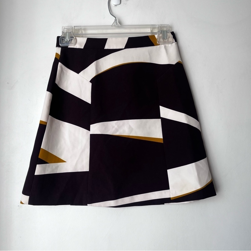Zara Plum White Olive Abstract Pattern Mini Skirt XS